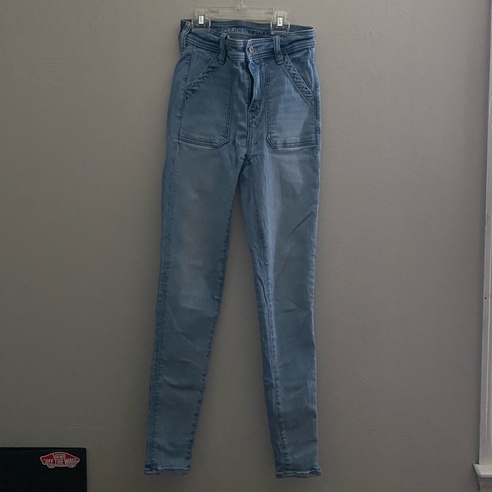 Blue, skinny, 0 long jeans